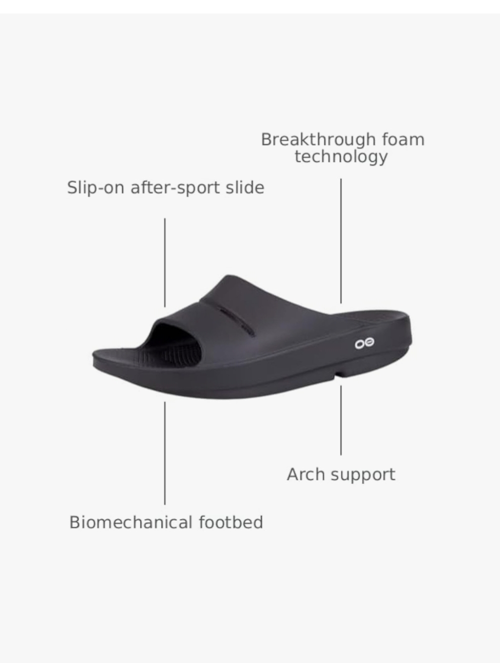OOFOS OOahh Black Recovery Slides Women's Sz 7